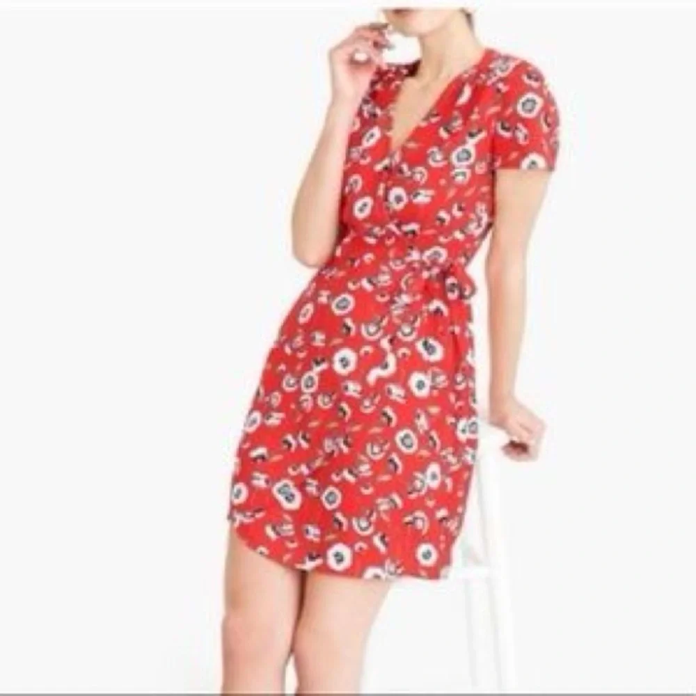 J. Crew Printed‎ wrap dress Poppy Lilac Multi Size 0